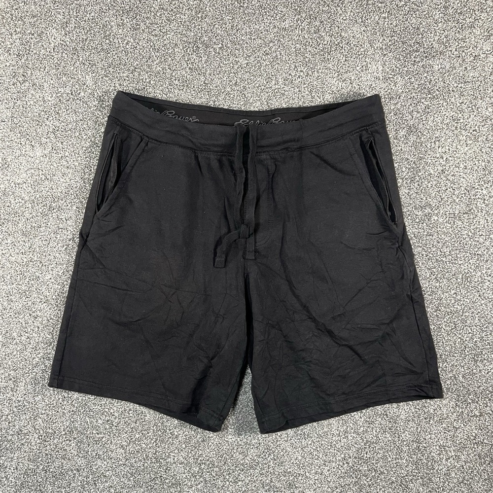 Eddie Bauer Lounge Shorts Men's Medium Black Drawstring Zip Pockets Casual